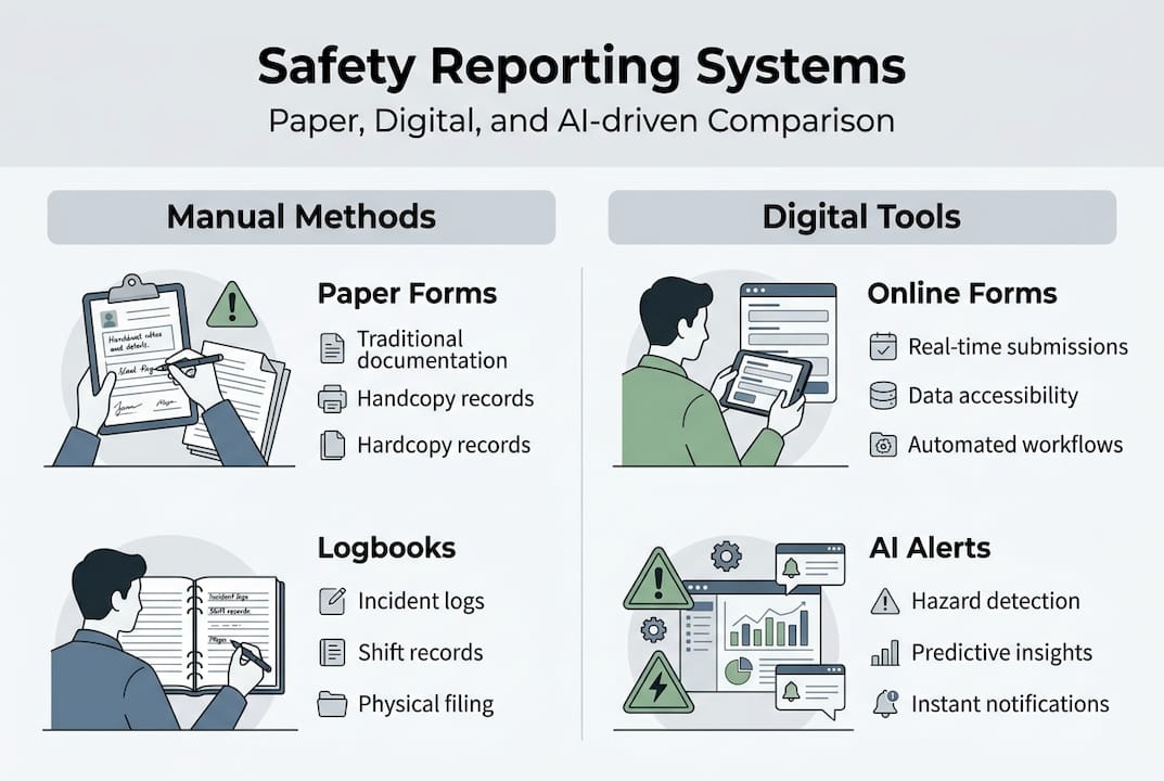 Safety reporting system types comparison
