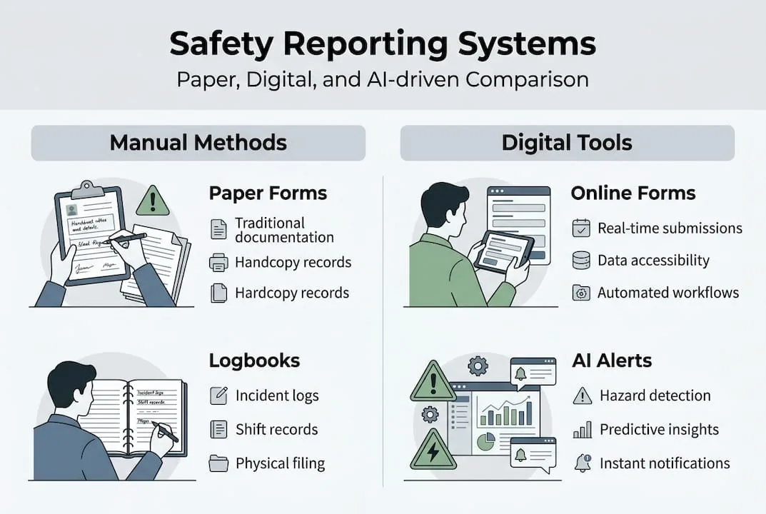 Safety reporting system types comparison
