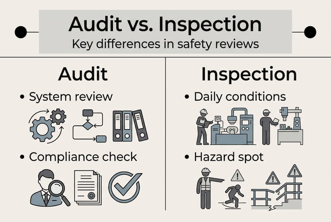 Infographic showing audits versus inspections