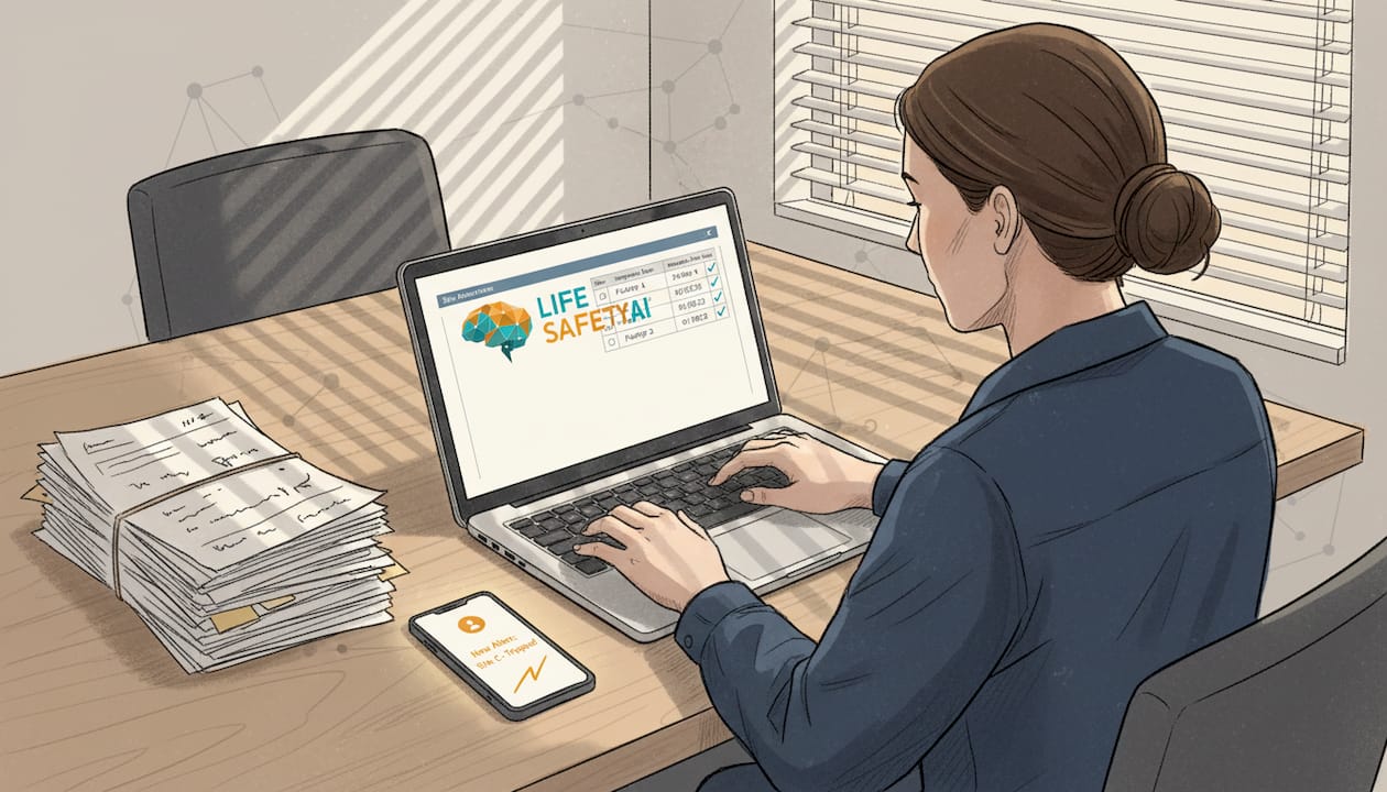 Safety officer updating digital safety records