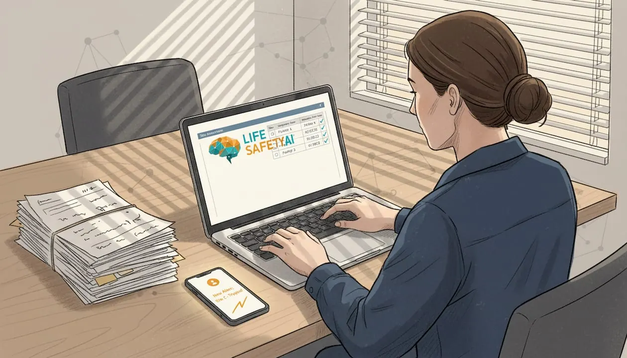 Safety officer updating digital safety records