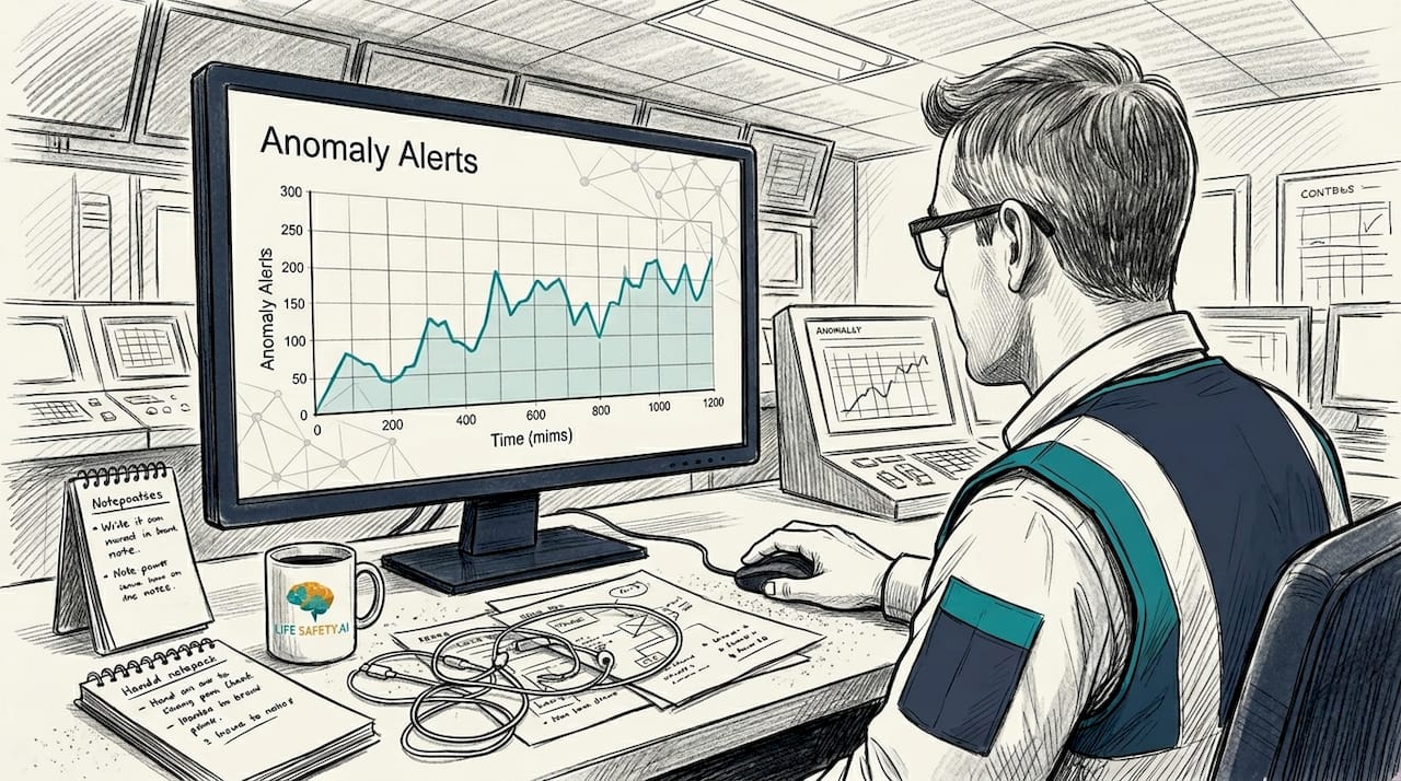 Engineer monitoring AI anomaly alerts screen