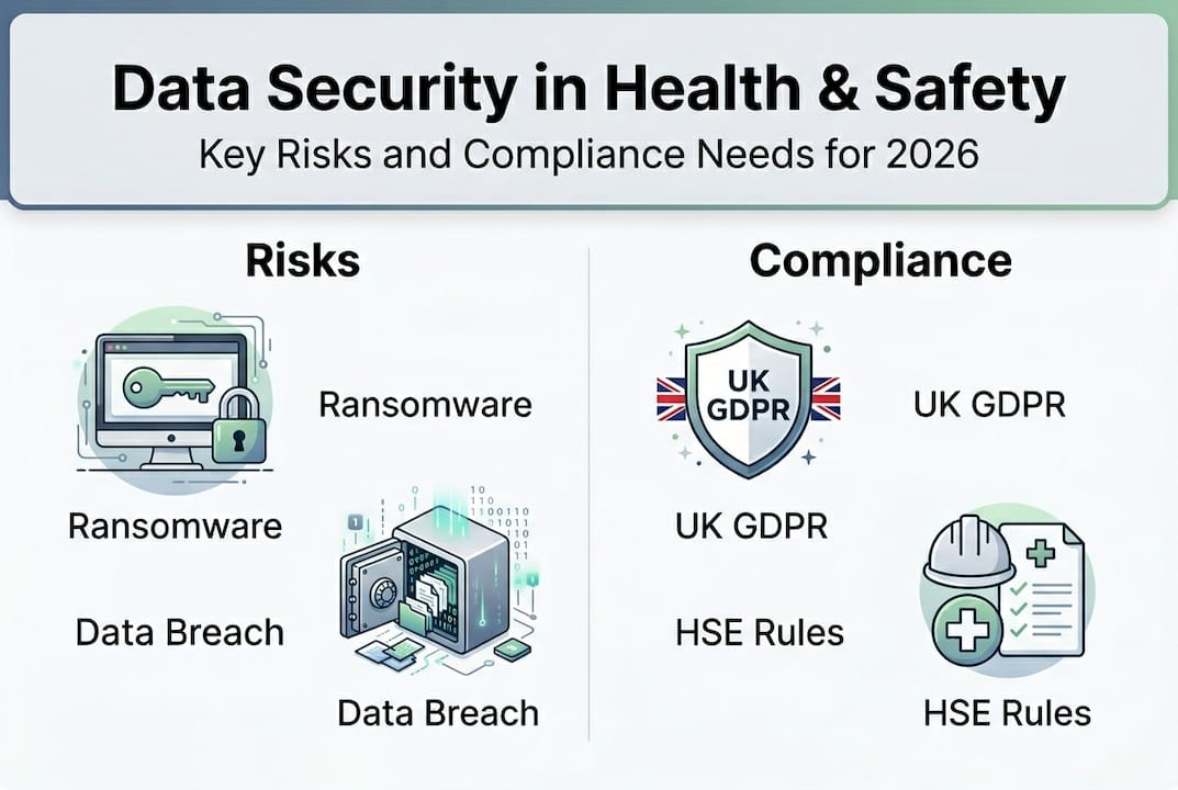 Infographic with health safety risks and rules