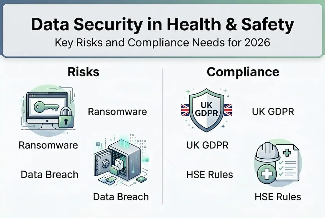 Infographic with health safety risks and rules
