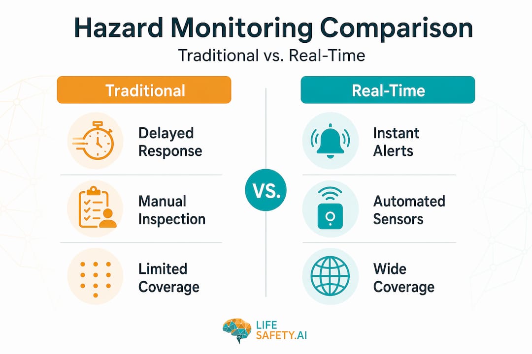 Comparison of traditional and real-time hazard monitoring