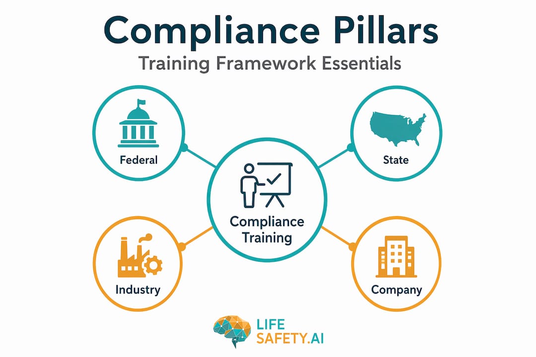 Hierarchy infographic of training compliance framework pillars