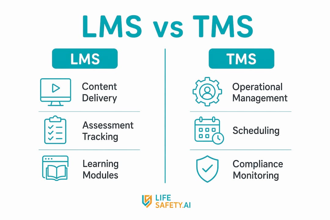 Infographic comparing LMS and TMS features