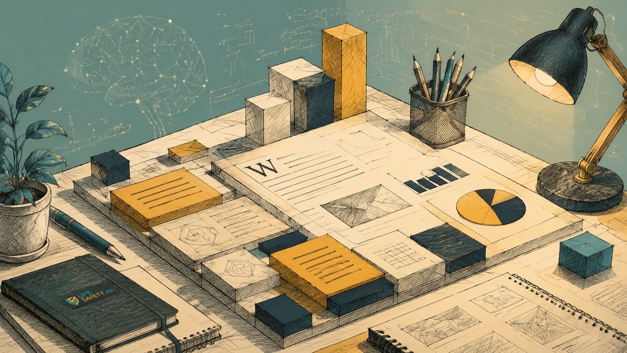 Isometric view of clear Word report template design