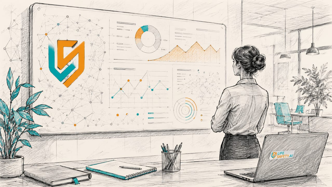 Stylized AI hazard detection dashboard close-up