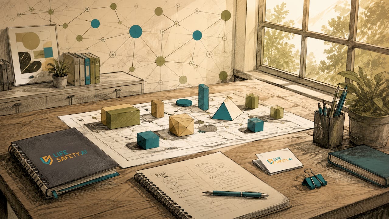 Isometric workspace showing risk response strategies