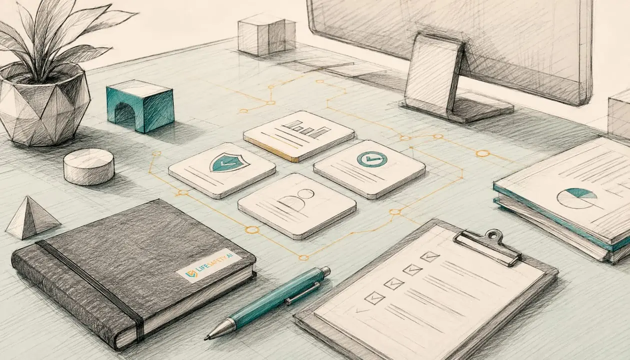 Isometric abstract workspace for safety signage platform