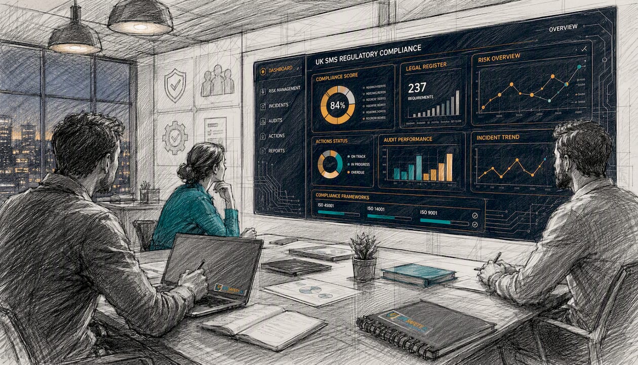 Abstract UK SMS digital compliance interface